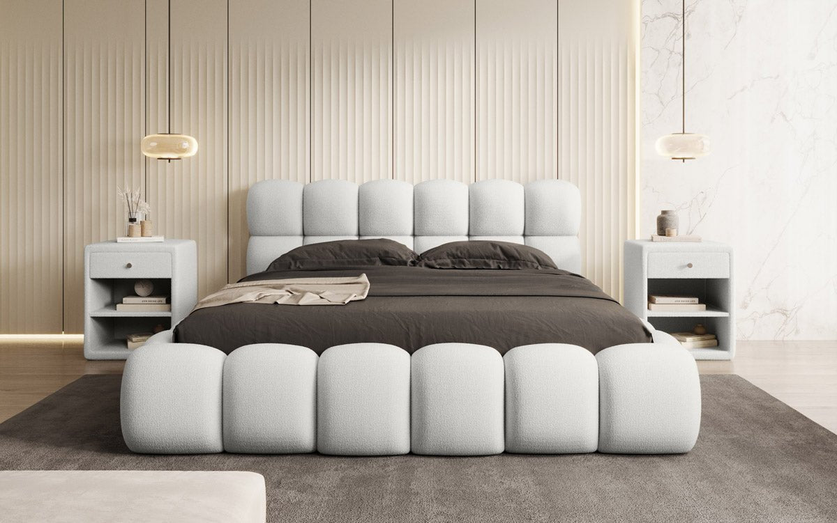 Designer Polsterbett Boston Bouclé mit Stauraum