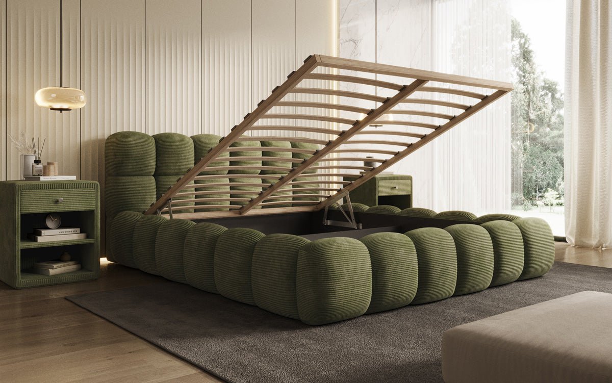 Designer Polsterbett Boston Cord mit Stauraum