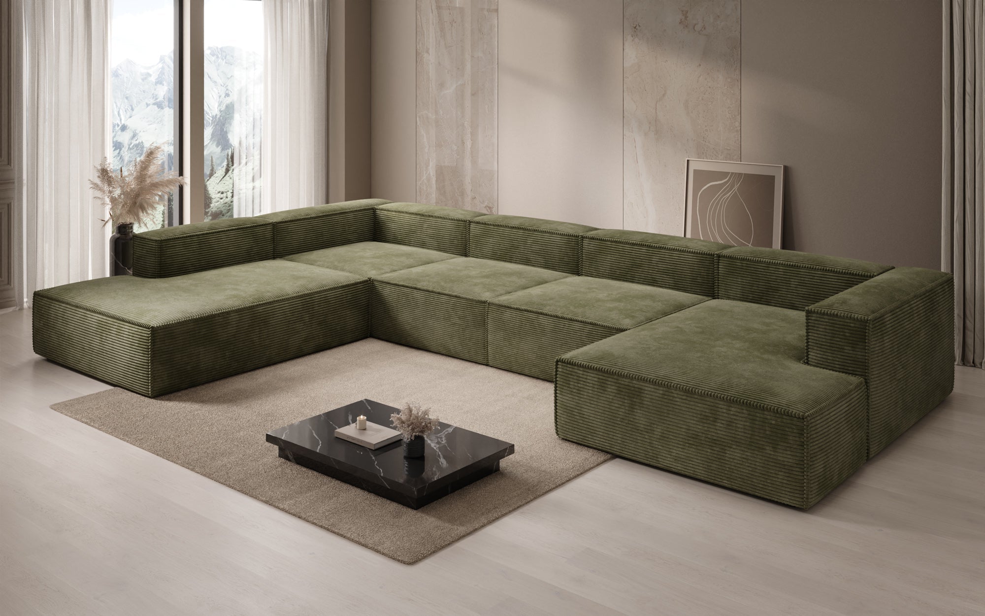 Designer Sofa Lesley U XXL in Cord