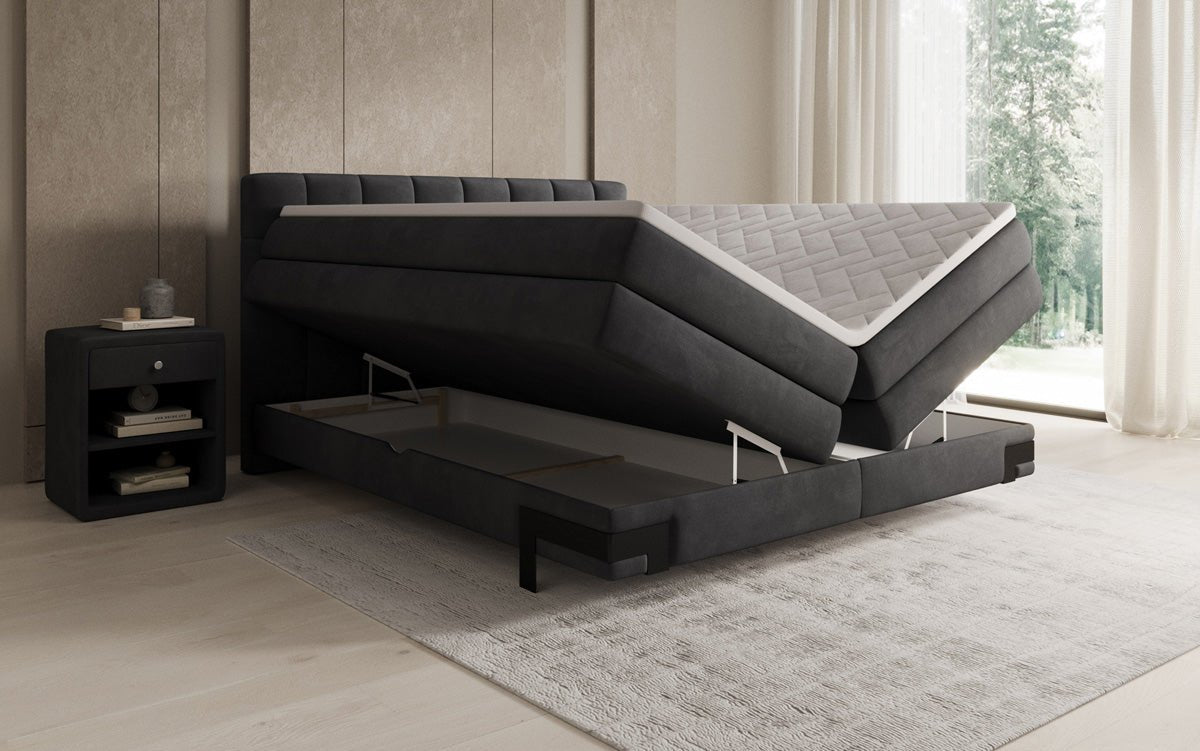 Boxspringbett Isabell mit Stauraum in Samt