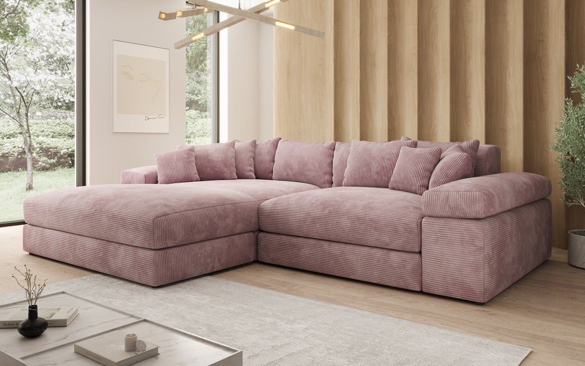Designer Sofa Bernardo mit breiter Ottomane in Cord