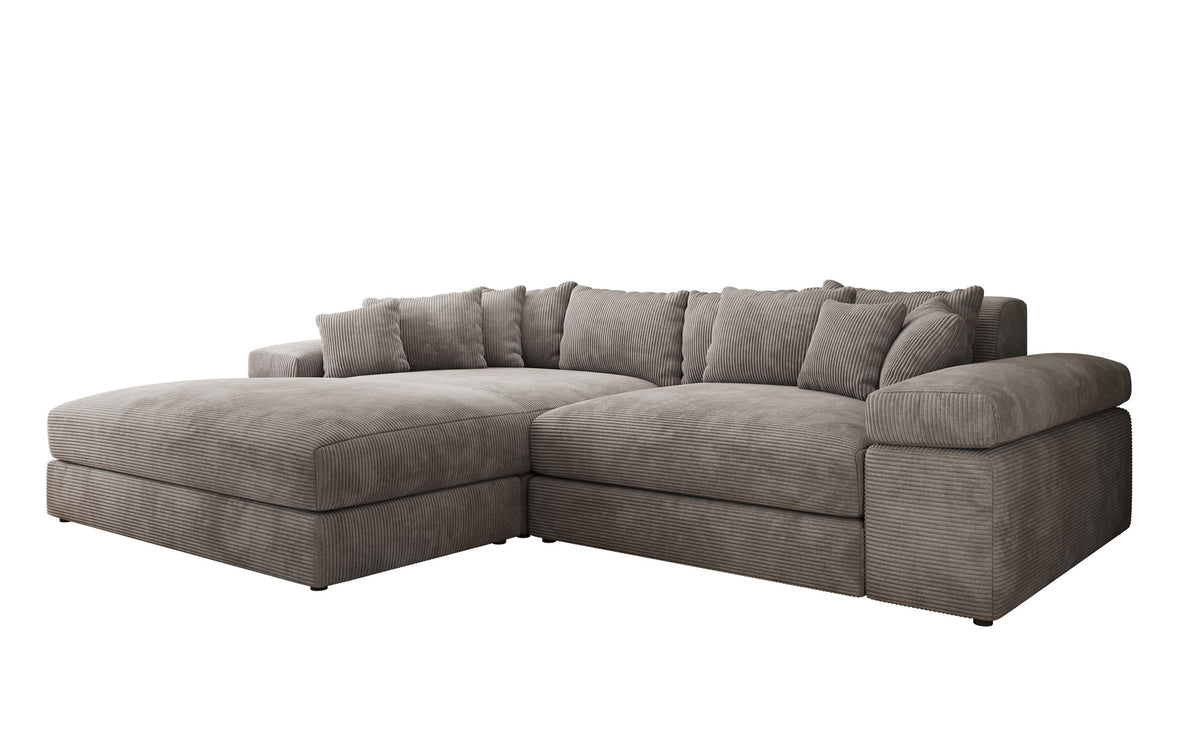 Designer Ecksofa Bernardo mit breiter Ottomane in Cord