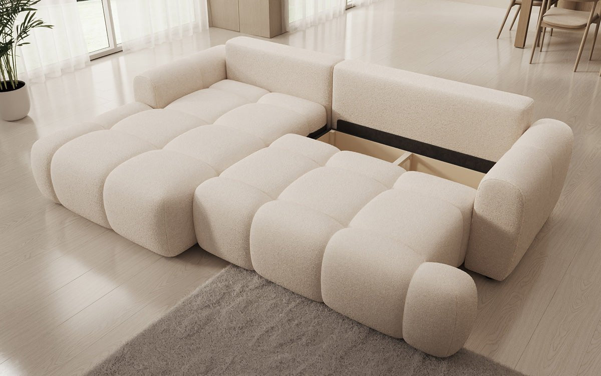 Designer Sofa Analfi L mit Schlaf- und Klappfunktion in Bouclé