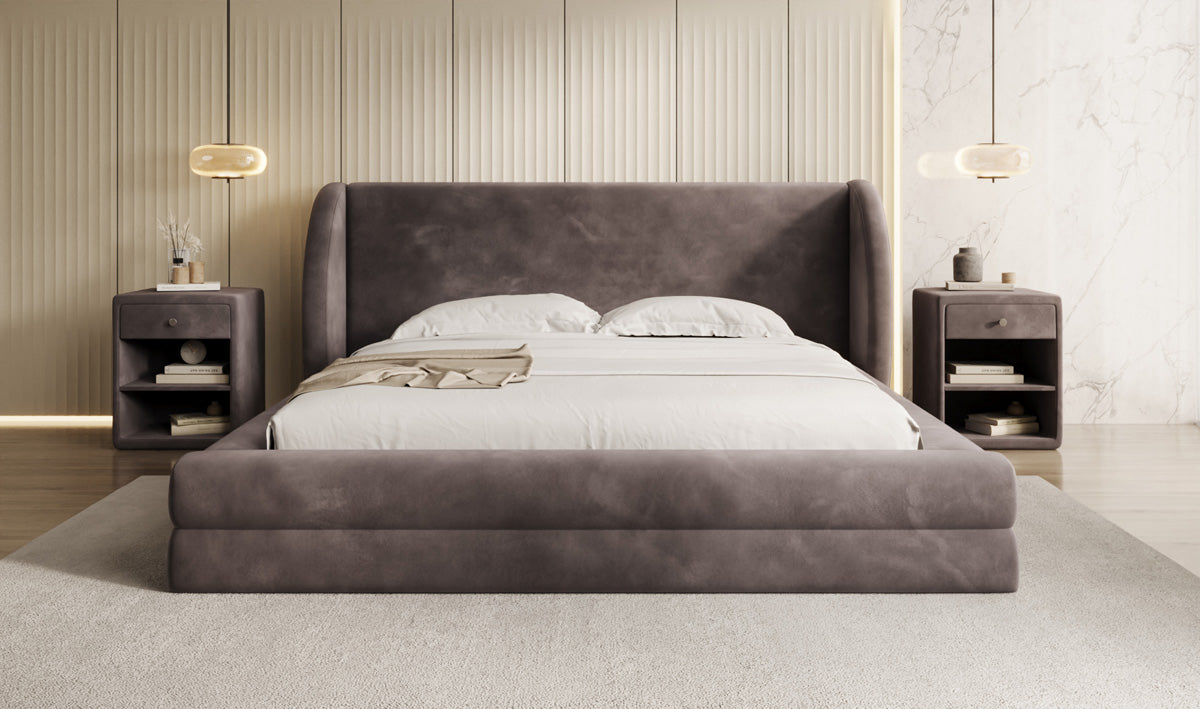 Designer Polsterbett Liv in Samt mit Stauraum