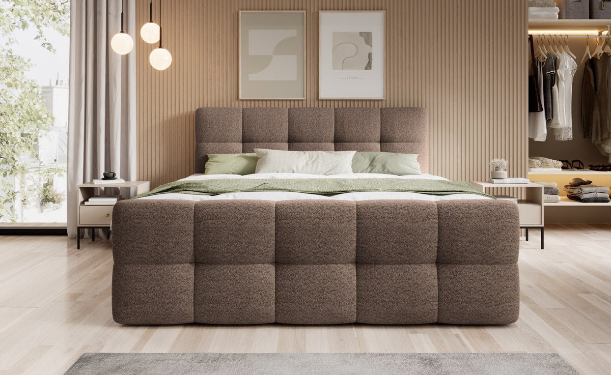 Boxspringová posteľ Cozy Bouclé so stauraumom