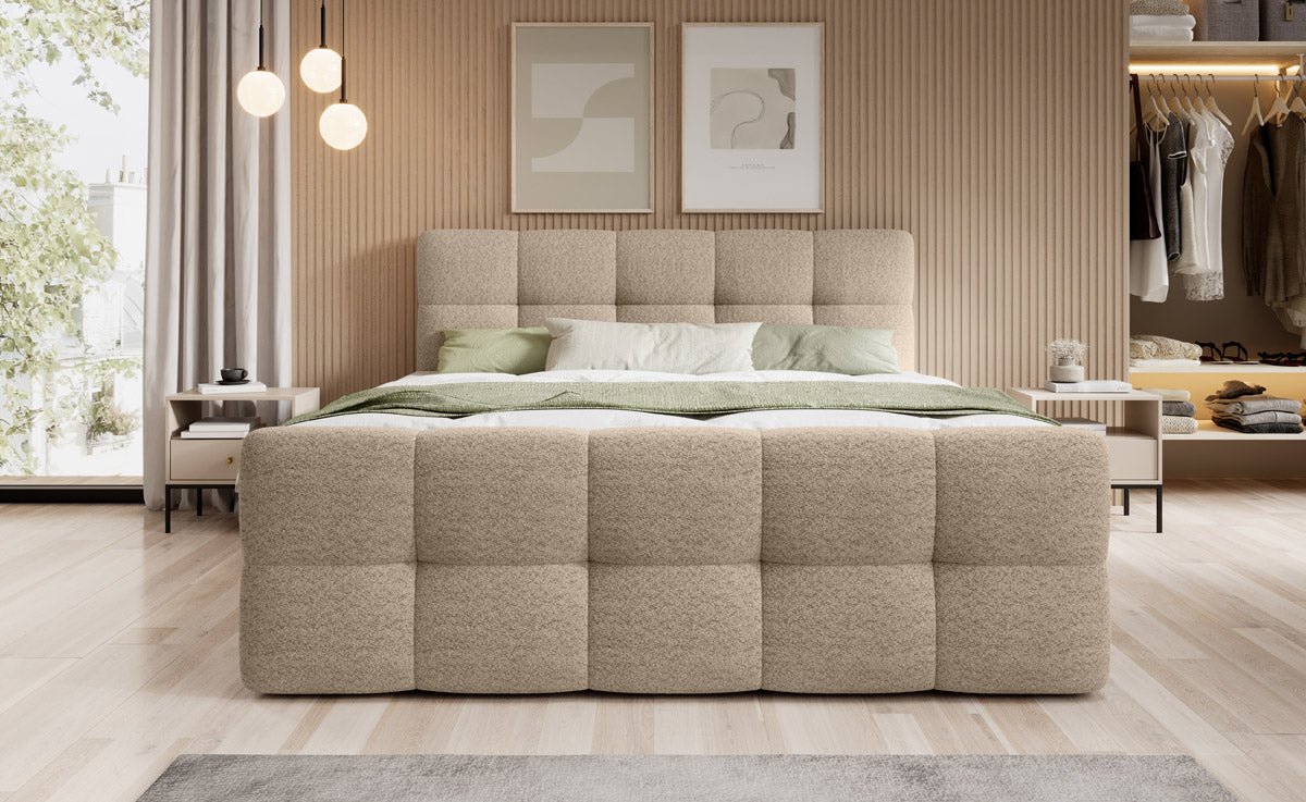 Boxspringová posteľ Cozy Bouclé so stauraumom