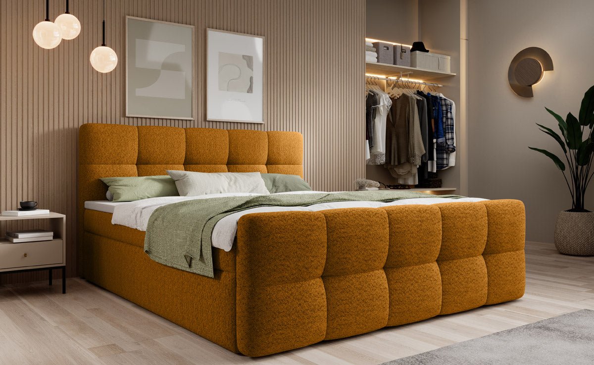 Boxspringová posteľ Cozy Bouclé so stauraumom