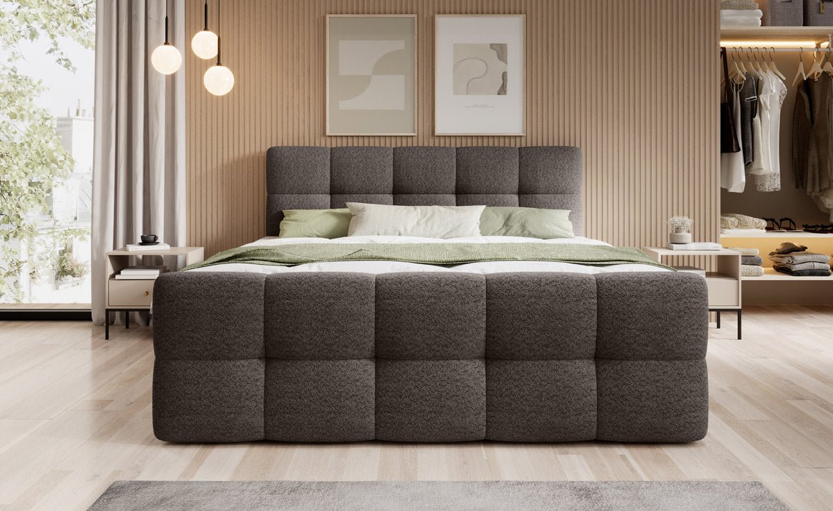 Boxspringová posteľ Cozy Bouclé so stauraumom