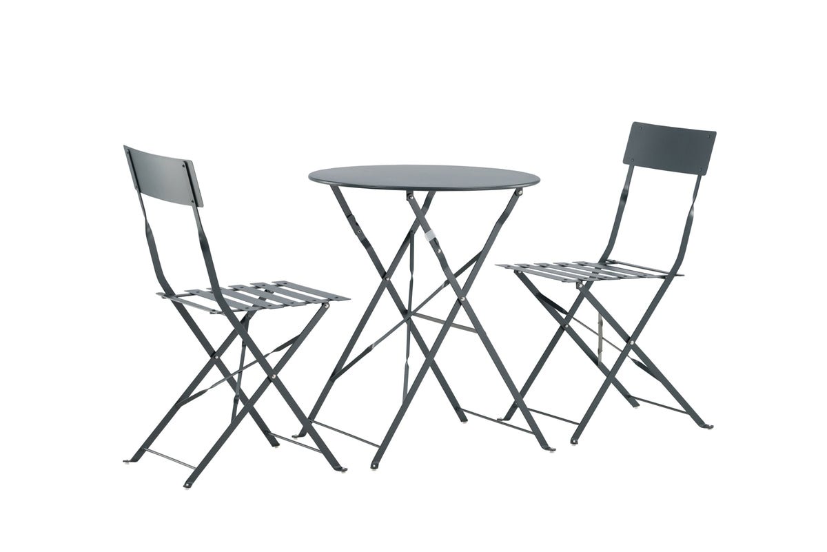 Café Set Bordeaux - 2er Set Stühle inklusive Tisch in Dunkelgrau