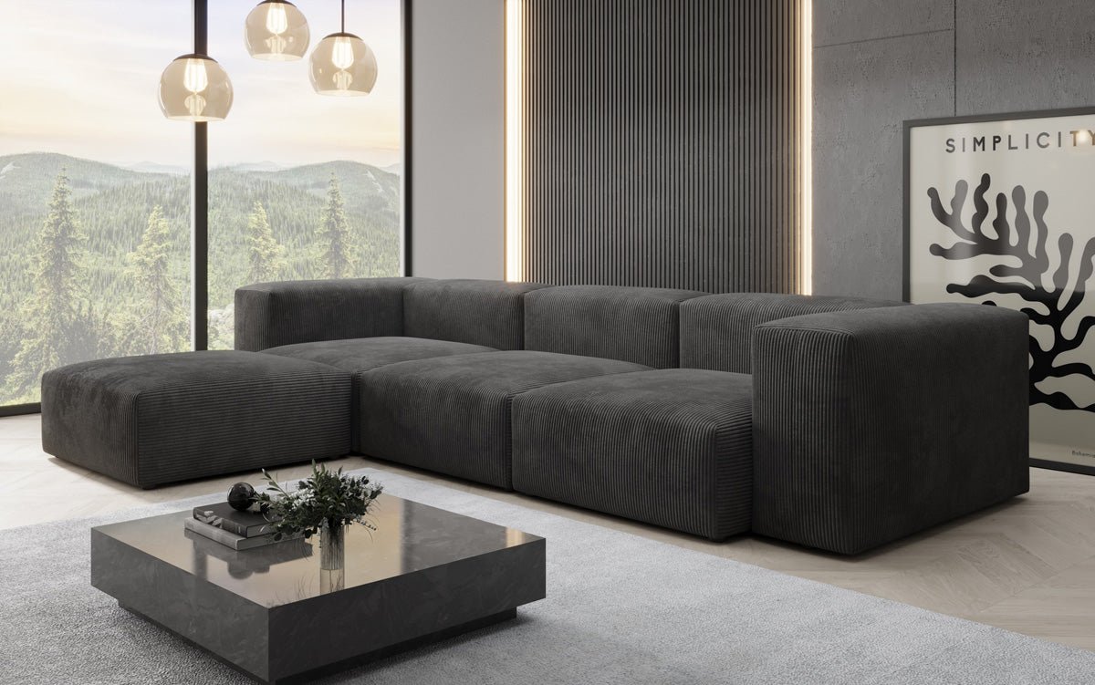 Designer L Sofa Snug in Cord