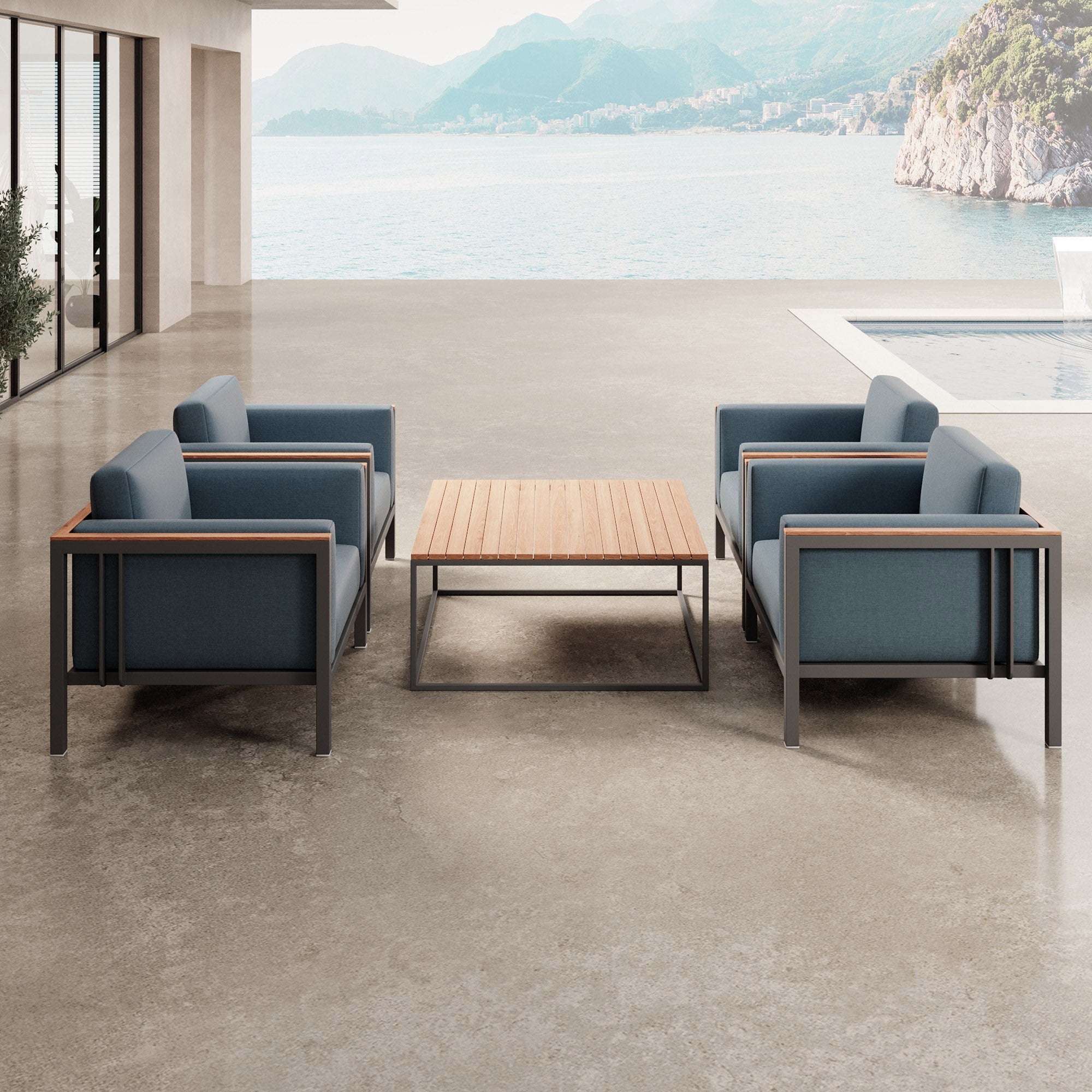 Euphoria – 4 Loungesessel & Tisch aus Aluminium | Aevora™ Kollektion