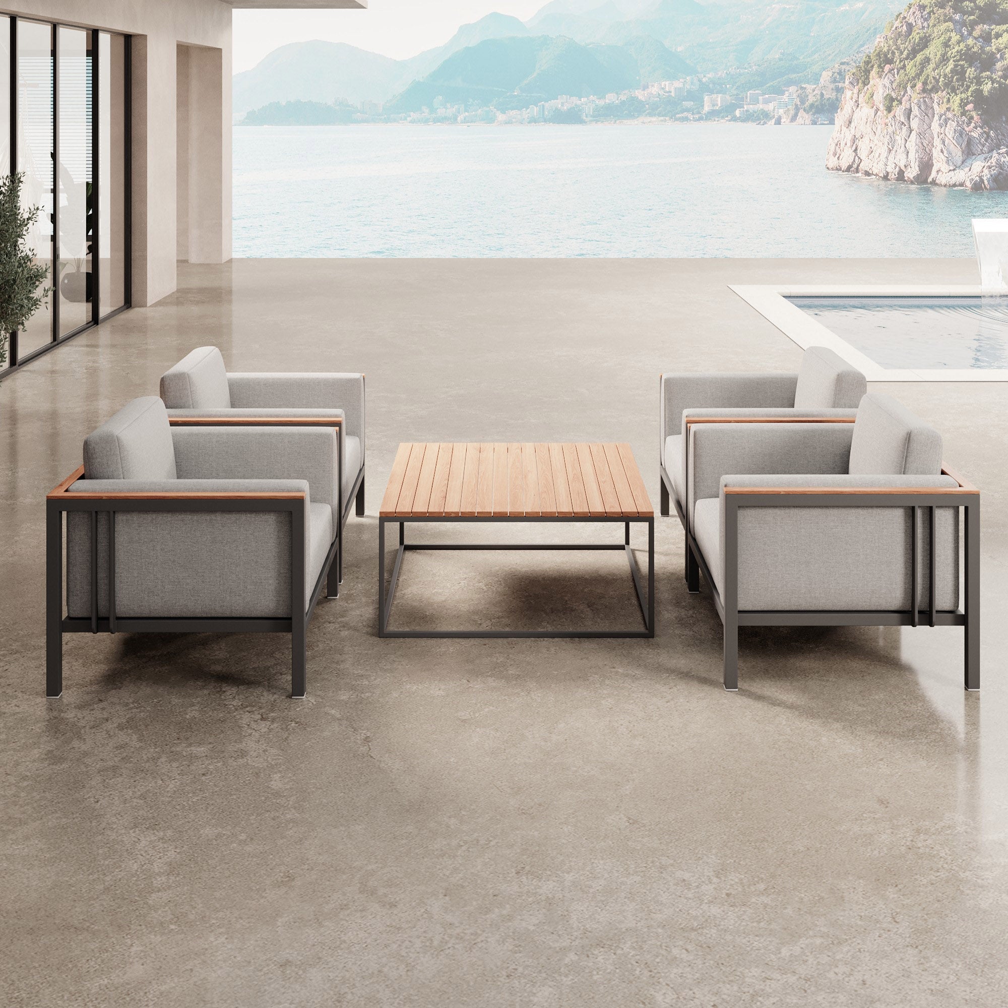 Euphoria – 4 Loungesessel & Tisch aus Aluminium | Aevora™ Kollektion