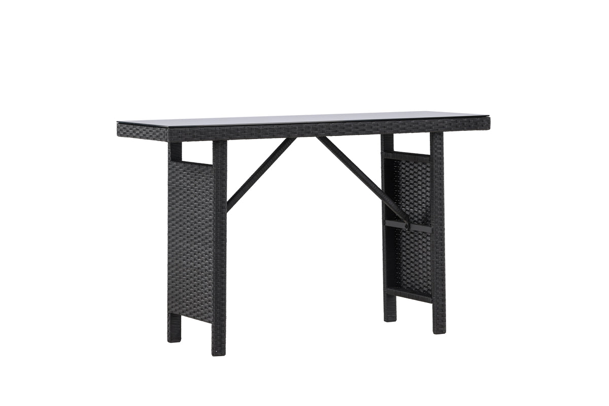Garten Beistelltisch Pandora - Aus Rattan und Glas in Schwarz