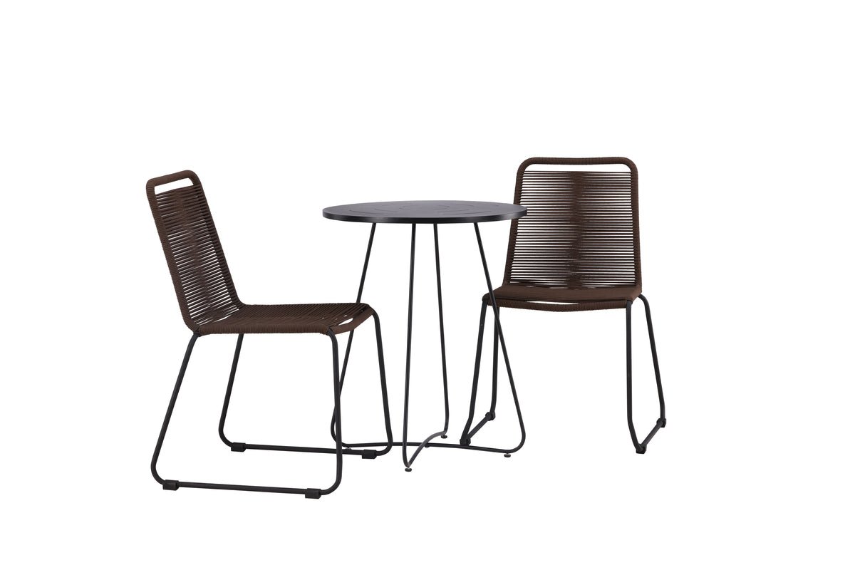Garten Cafegruppe Aven – 3-teiliges Gartenmöbel-Set in Braun/Schwarz