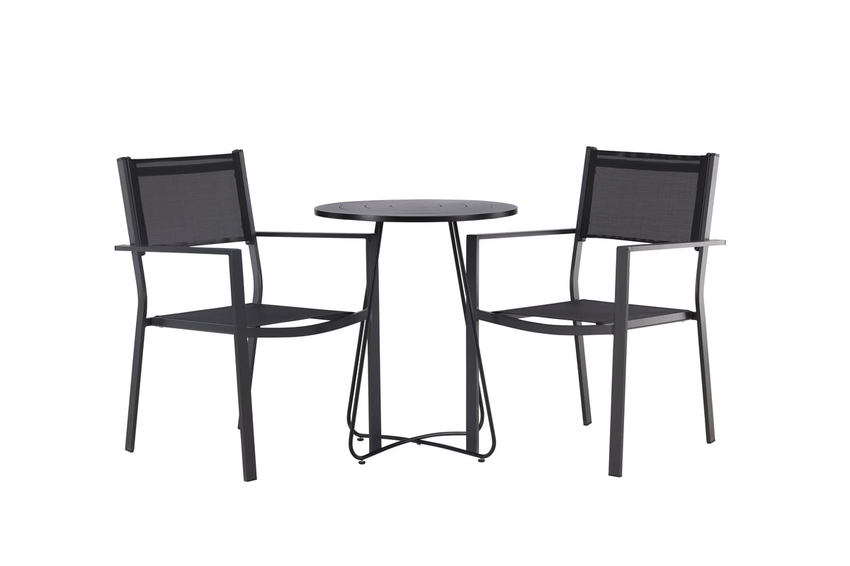 Garten Cafegruppe Marvin – 3-teiliges Gartenmöbel-Set in der Farbe Schwarz
