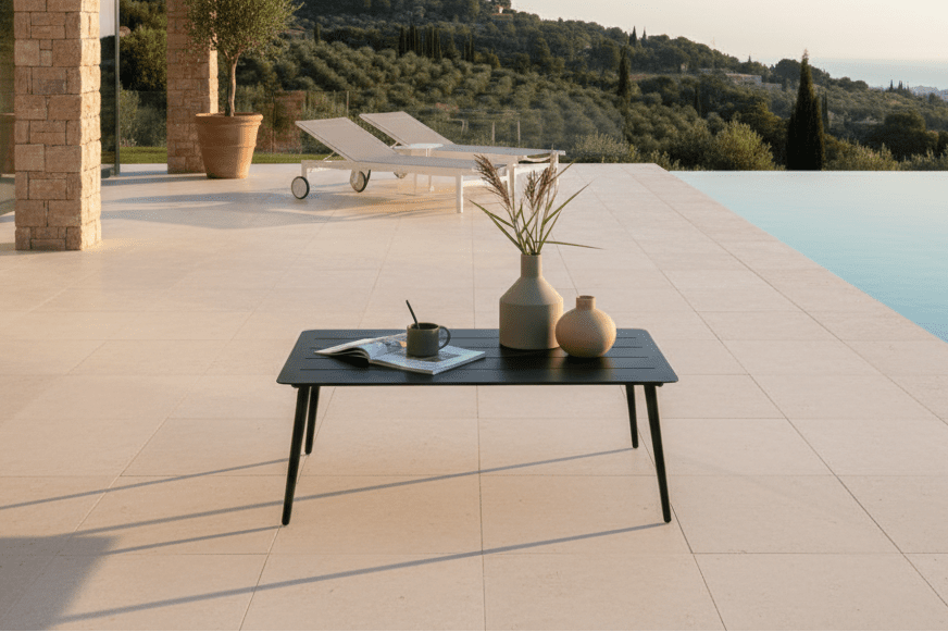 Garten Couchtisch Rhodos - Aus schwarzem Aluminium