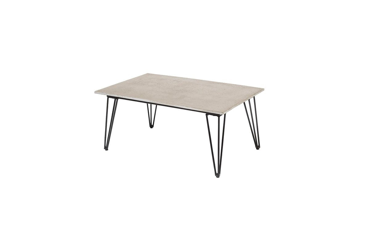 Garten-Couchtisch Sovar – Fibercement in Grau mit Metallgestell