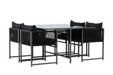 Garten Essgruppe Auren – 5-teiliges Gartenmöbel-Set aus Stahl und Glas