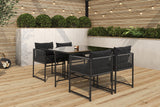 Garten Essgruppe Auren – 5-teiliges Gartenmöbel-Set aus Stahl und Glas