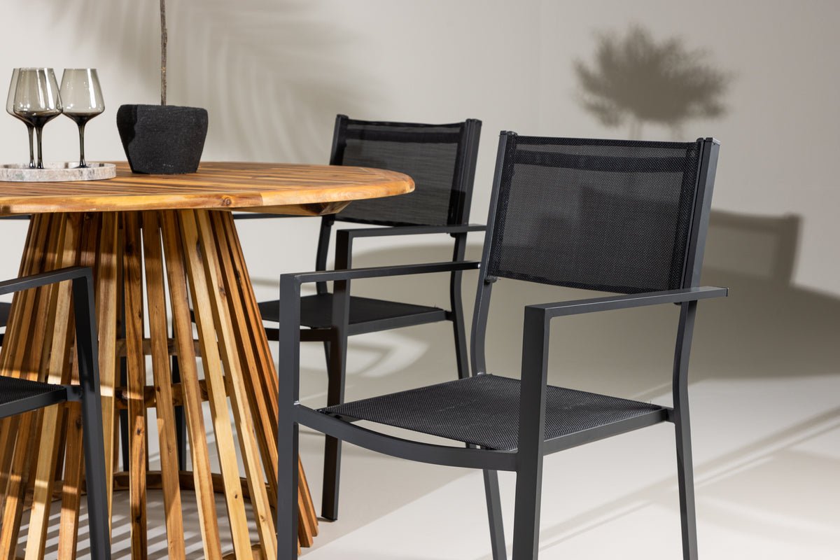 Garten Essgruppe Cocobello – 5-teiliges Gartenmöbel-Set mit rundem Tisch aus Akazie
