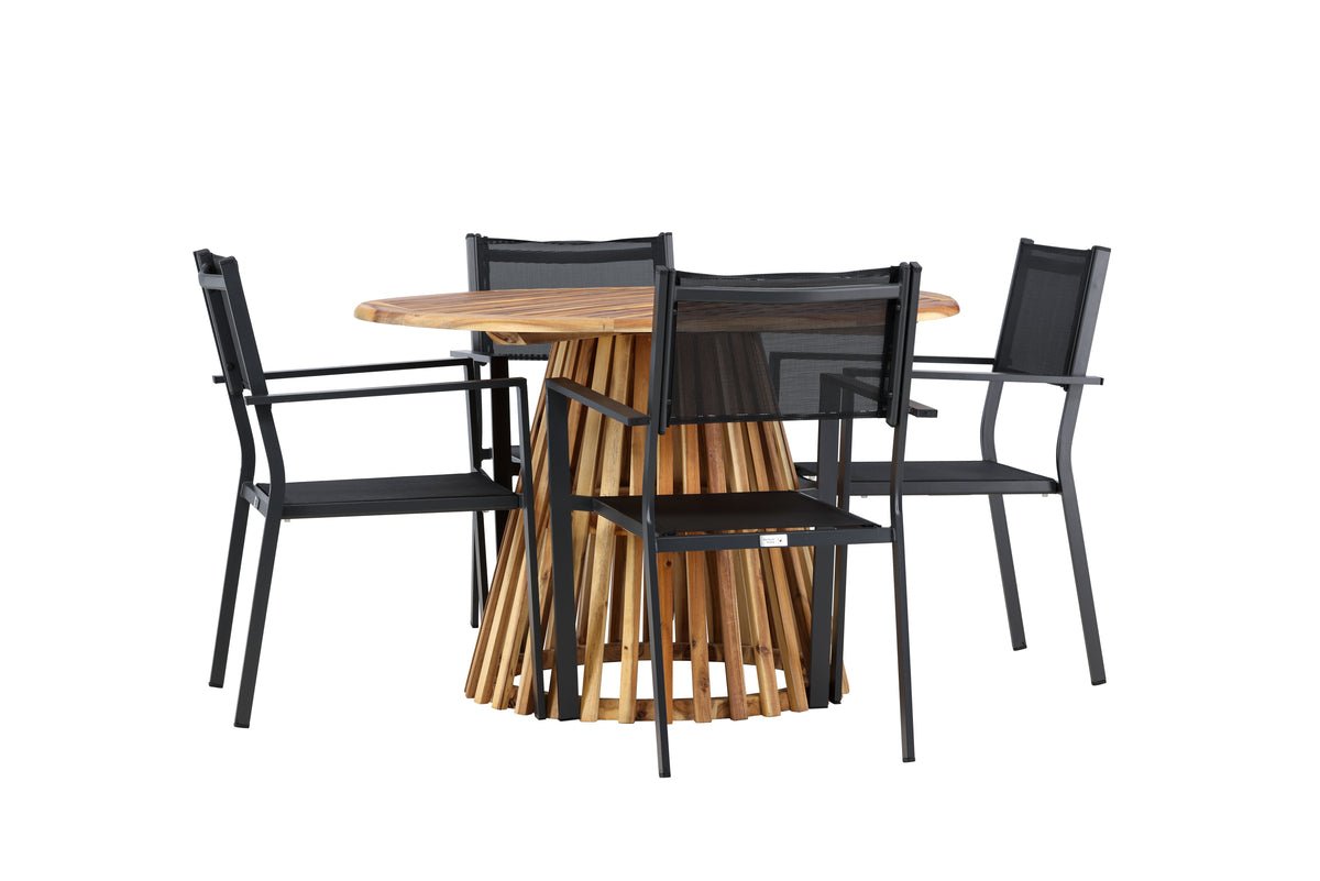 Garten Essgruppe Cocobello – 5-teiliges Gartenmöbel-Set mit rundem Tisch aus Akazie
