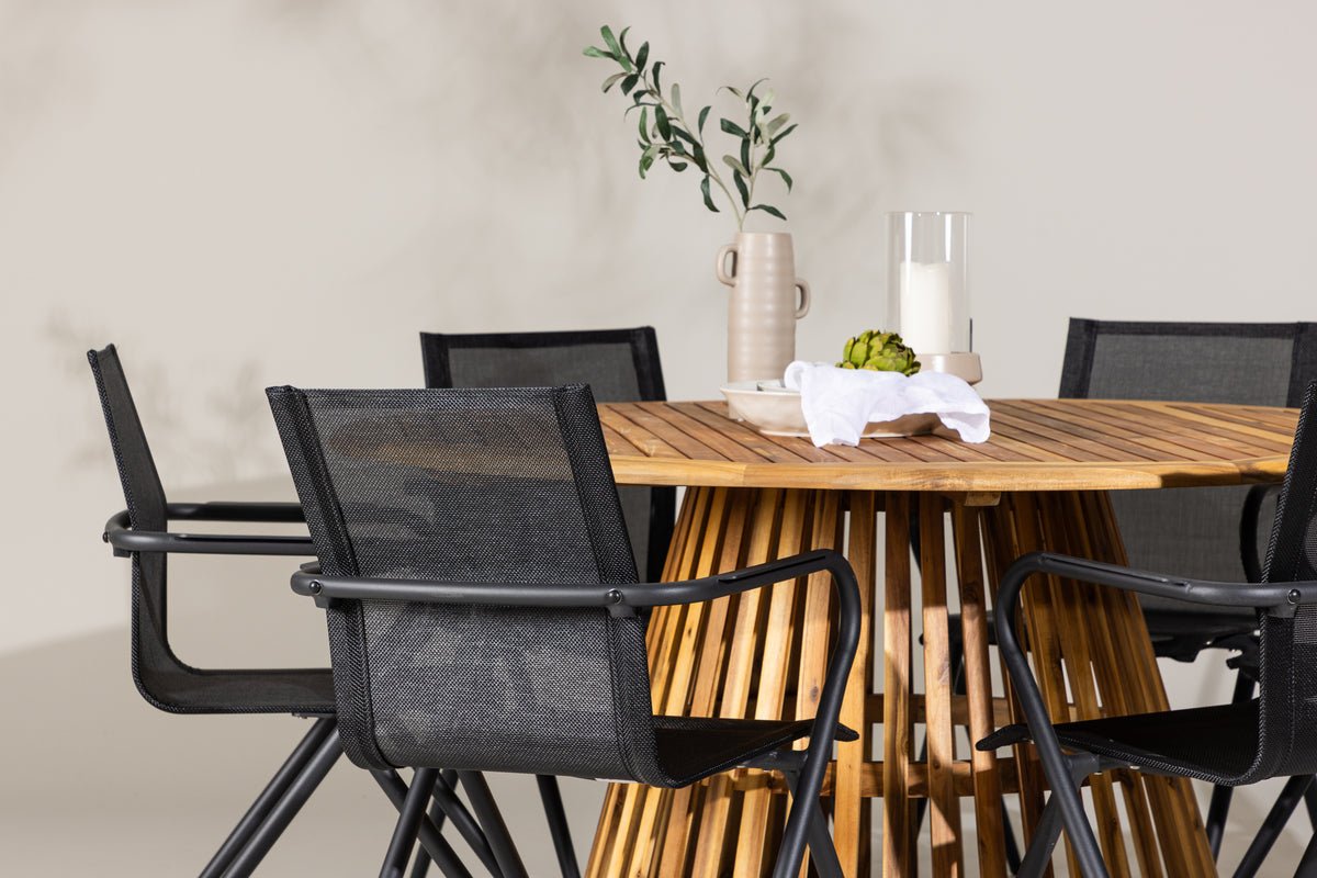 Garten Essgruppe Flora – 7-teiliges Gartenmöbel-Set mit Tisch aus Akazie in Natur-Optik