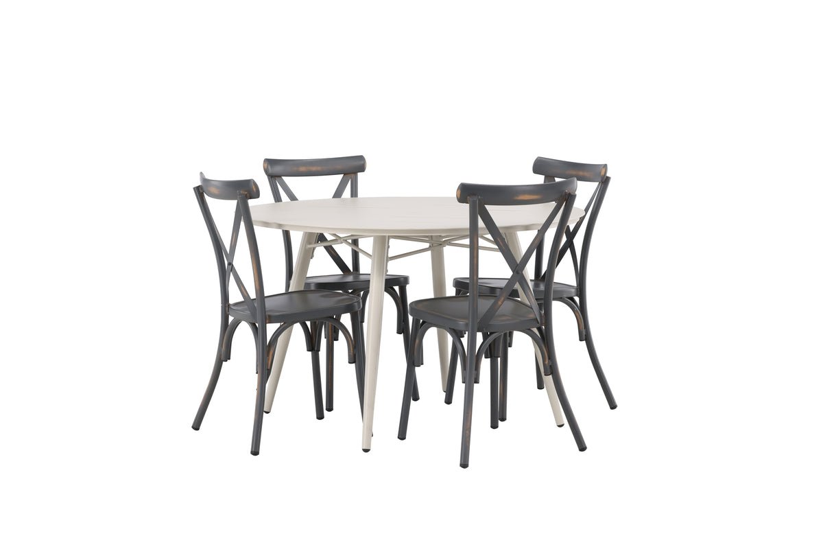 Garten Essgruppe Jonny – 5-teiliges Gartenmöbel-Set mit rundem Tisch aus Aluminium