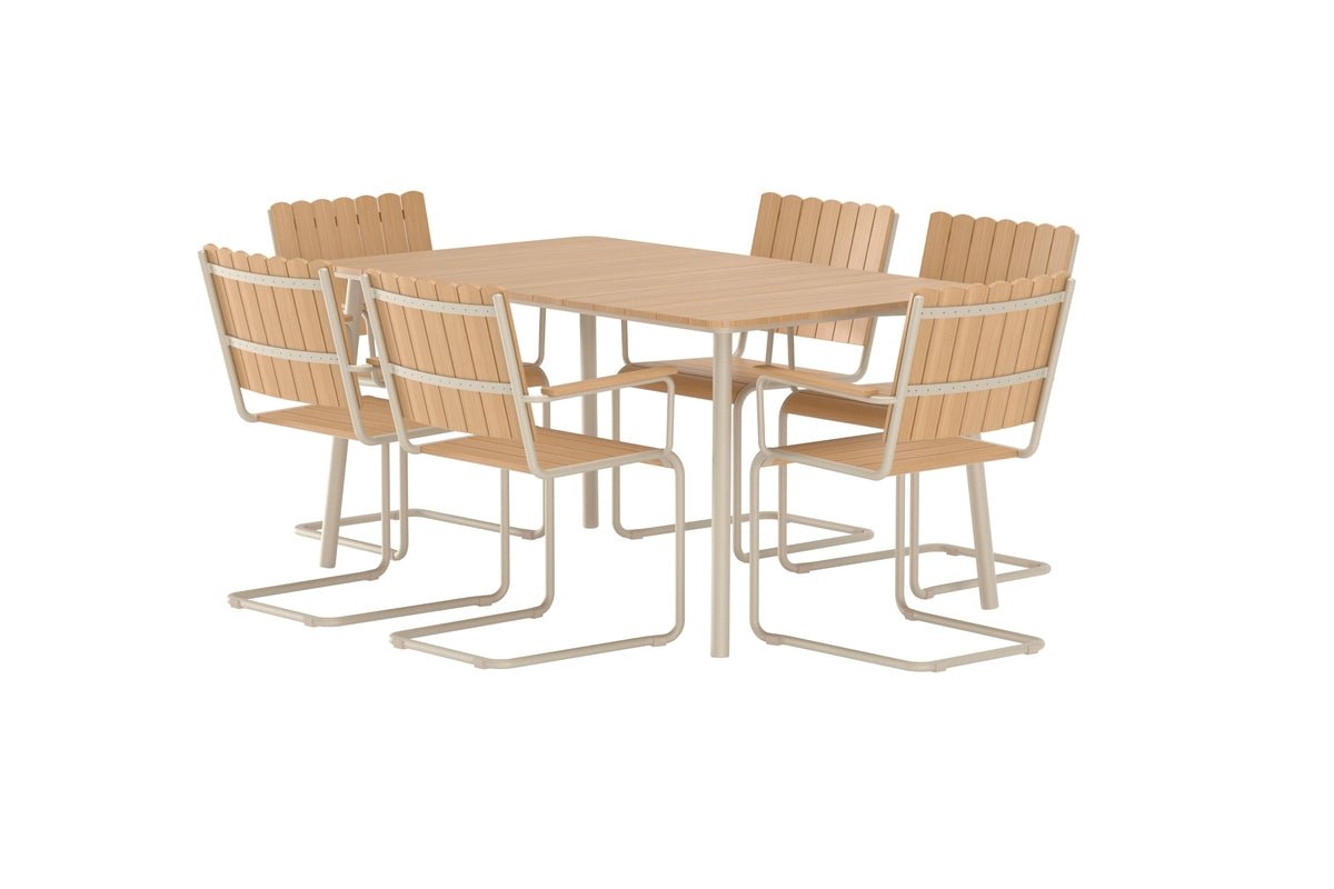 Garten Essgruppe Moraya – 7-teiliges Set aus Stahl/Polywood in 2 Farben
