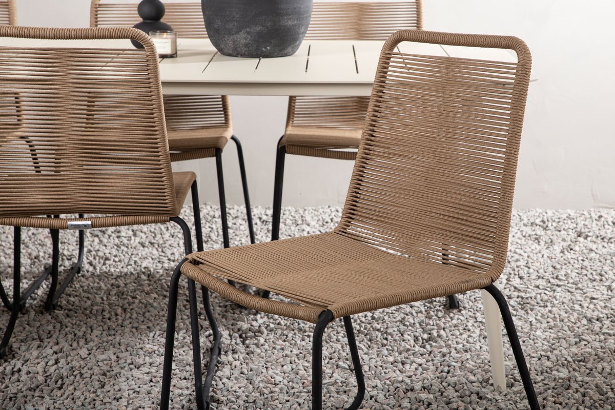 Garten Essgruppe Teneriffa– 7-teiliges Gartenmöbel-Set Beige/Braun