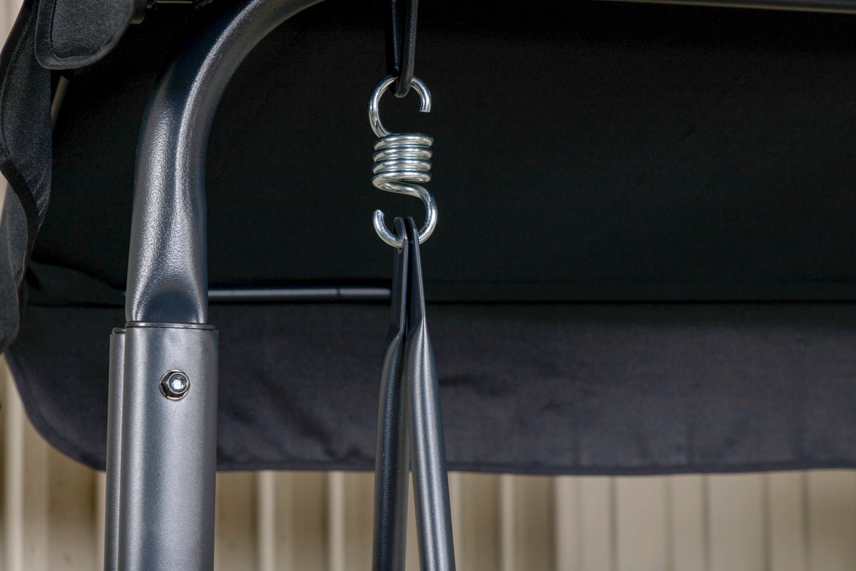 Garten Hollywoodschaukel Madeira - mit Polyesterbezug und Stahlgestell in Schwarz