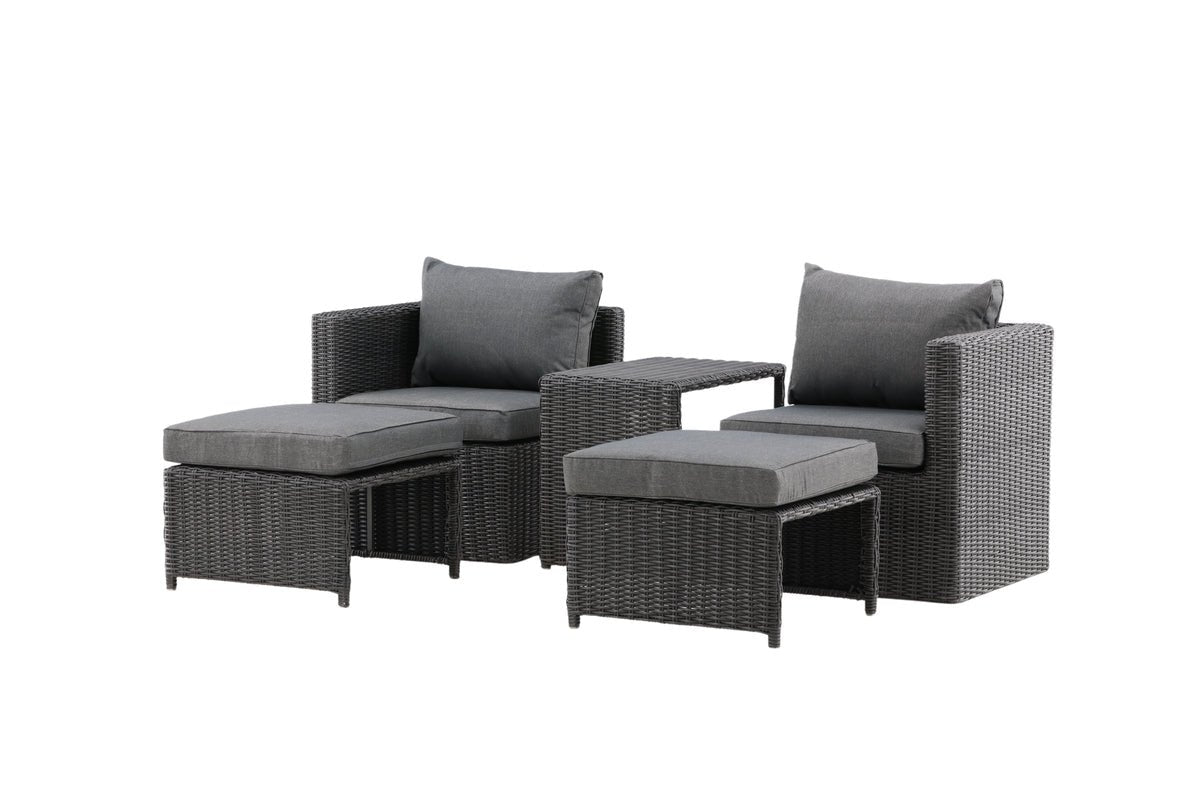 Garten Loungeset Dakar - aus schwarzem Kunstfaser-Rattan