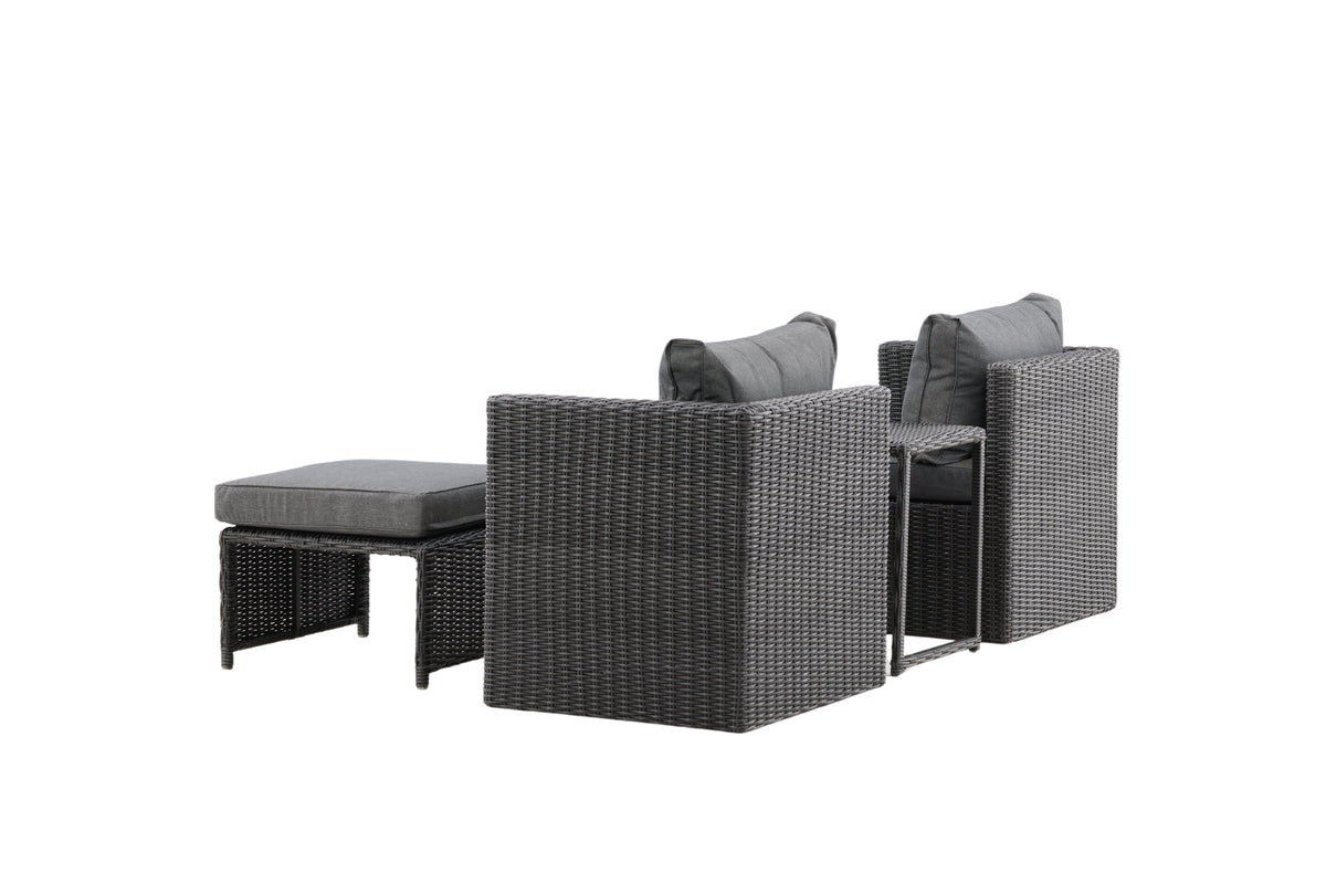 Garten Loungeset Dakar - aus schwarzem Kunstfaser-Rattan