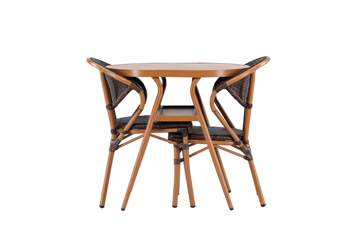 Garten Loungeset Elyon – 3-teiliges Set mit 2 Stühlen & Tisch in Braun