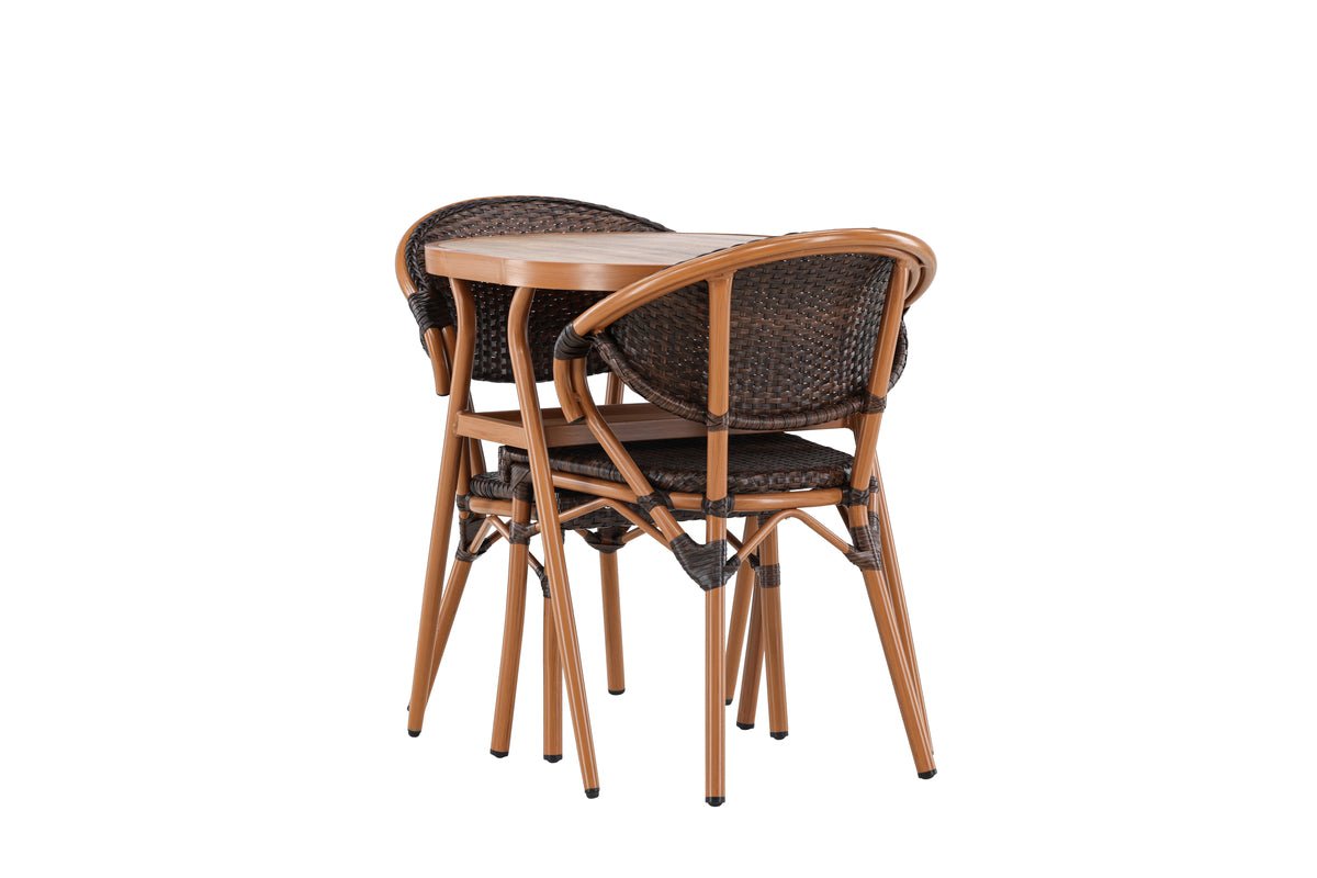 Garten Loungeset Elyon – 3-teiliges Set mit 2 Stühlen & Tisch in Braun