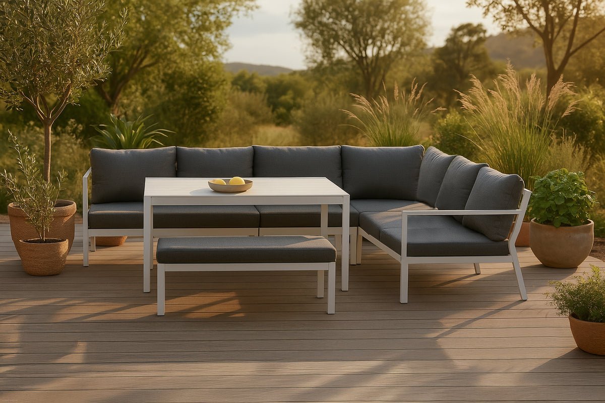 Garten Loungeset Jule – 4-teiliges Set mit grauen Kissen