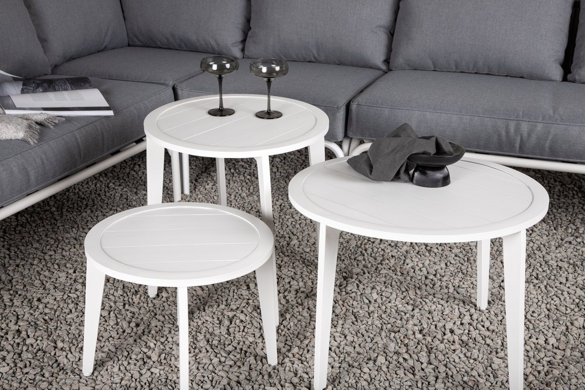 Garten Loungeset Lexy - aus weißem Stahl mit grauen Kissen