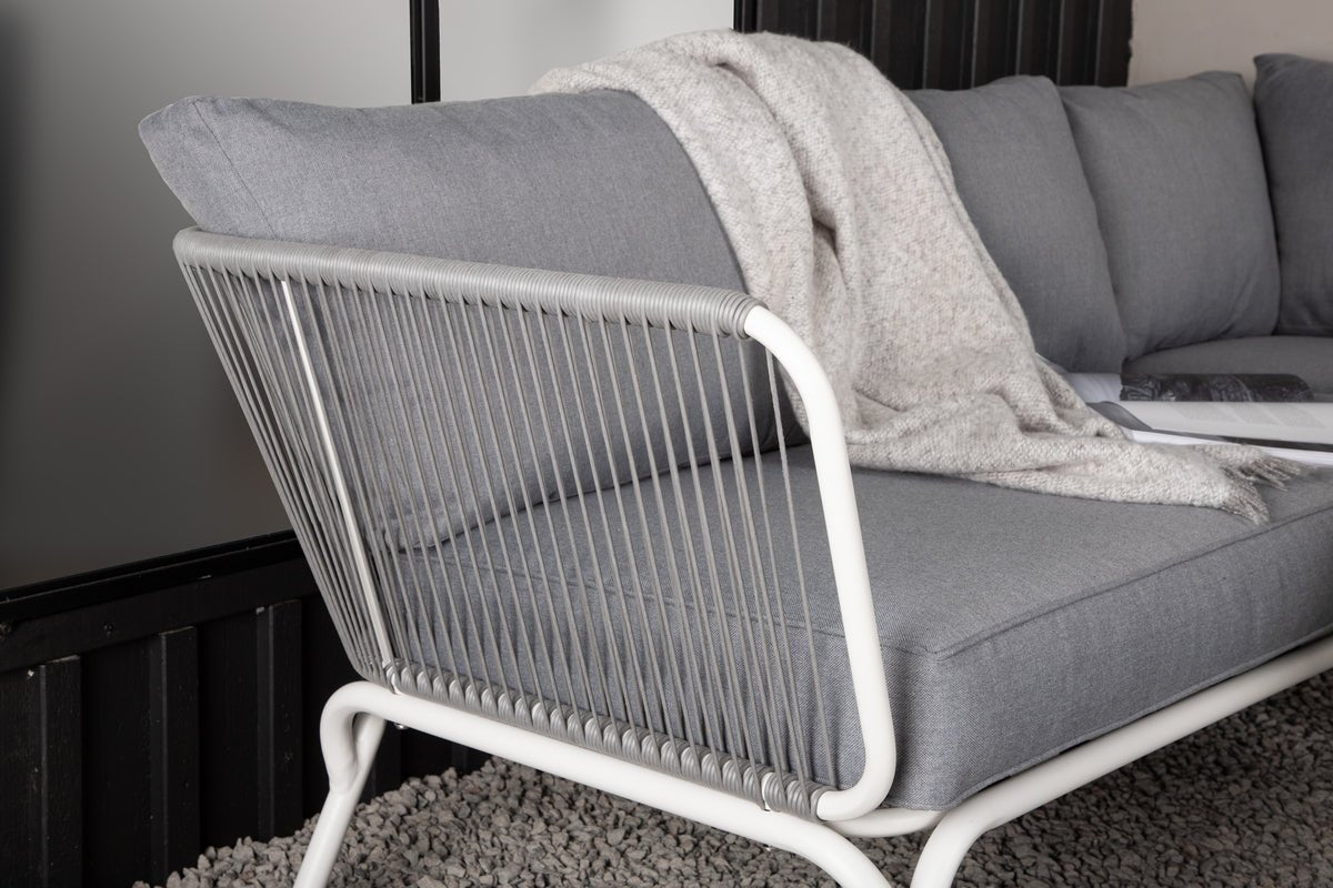 Garten Loungeset Lexy - aus weißem Stahl mit grauen Kissen
