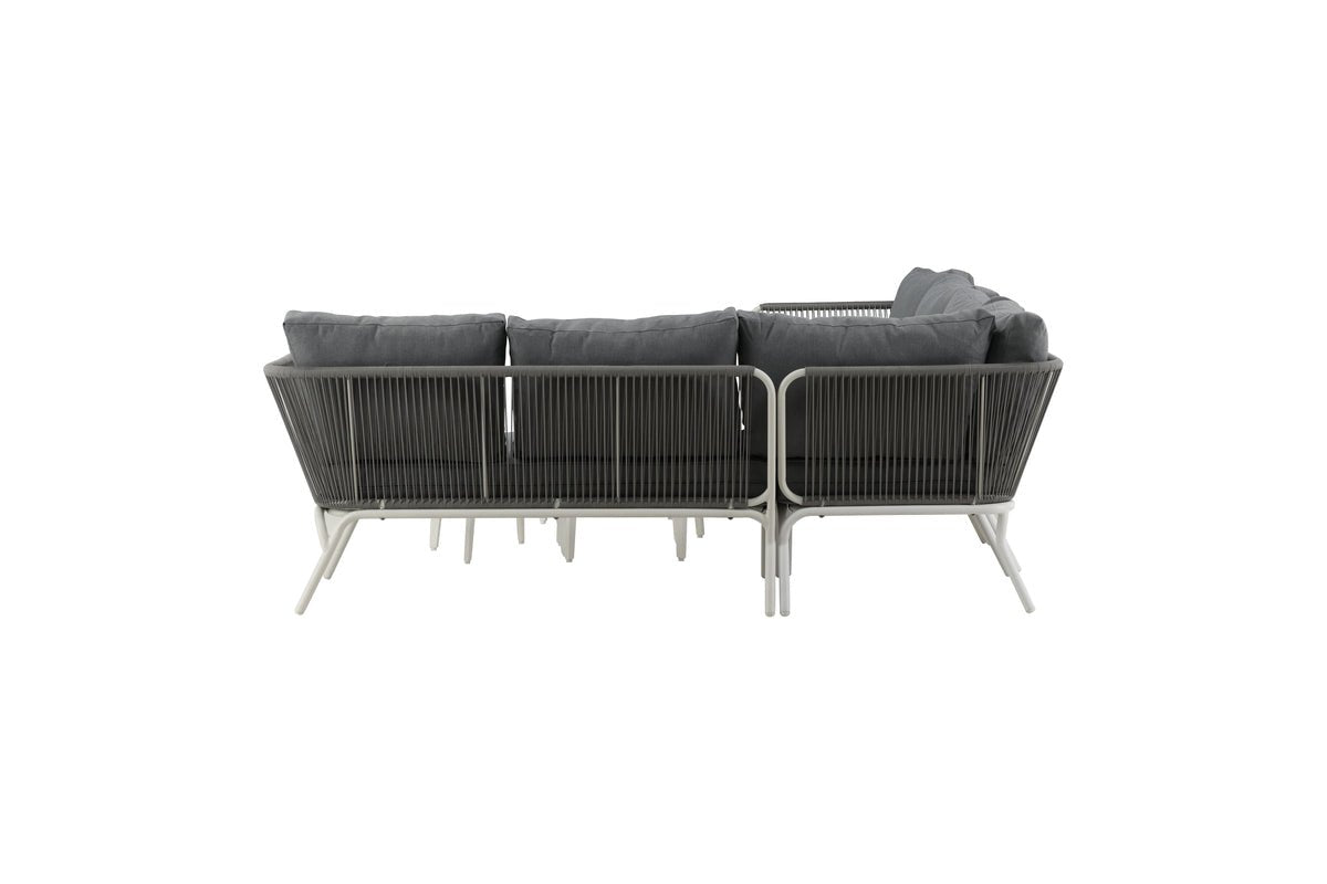 Garten Loungeset Lexy - aus weißem Stahl mit grauen Kissen