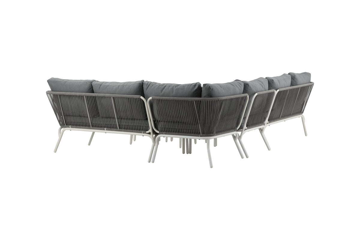Garten Loungeset Lexy - aus weißem Stahl mit grauen Kissen