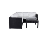 Garten Loungeset Liana – mit schwarzem Geflecht & weißen Kissen