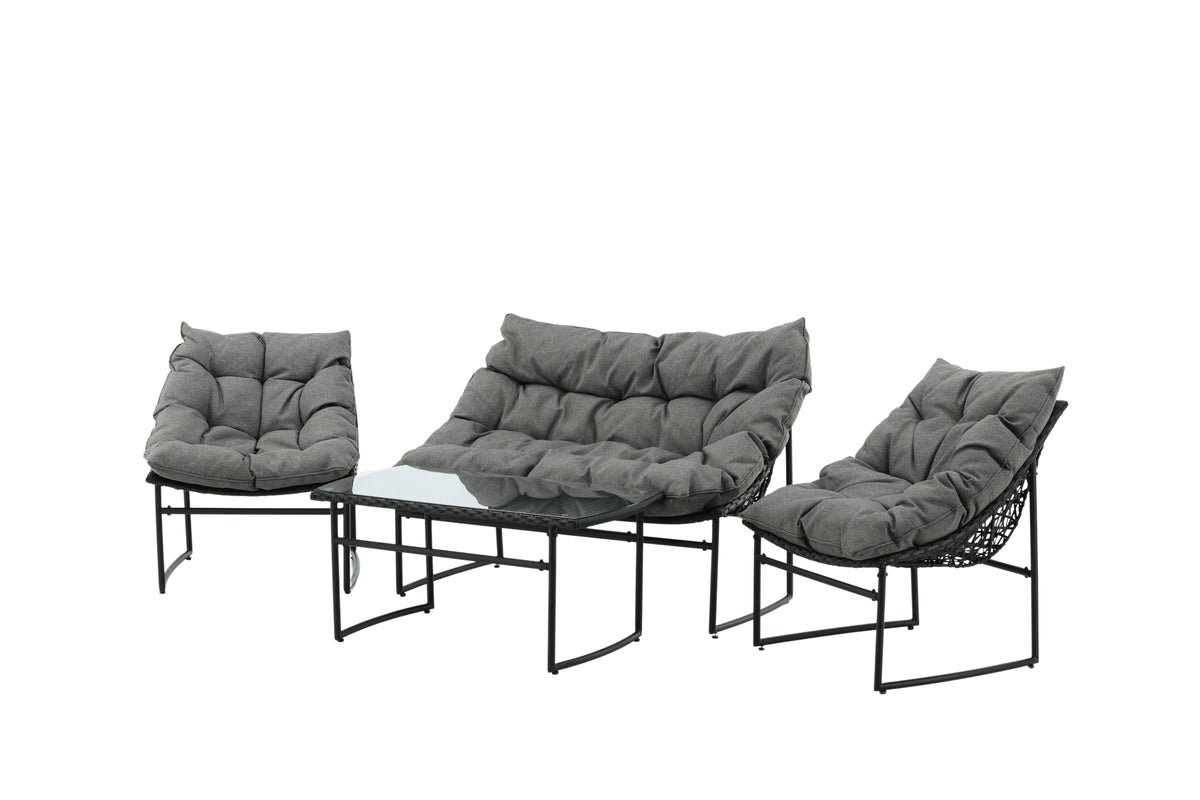 Garten Loungeset Marvella – 4-teiliges Outdoor-Sofa-Set in Schwarz mit Polstern