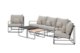 Garten Loungeset Nivo – 5-teiliges Set mit beigen Bouclé-Kissen