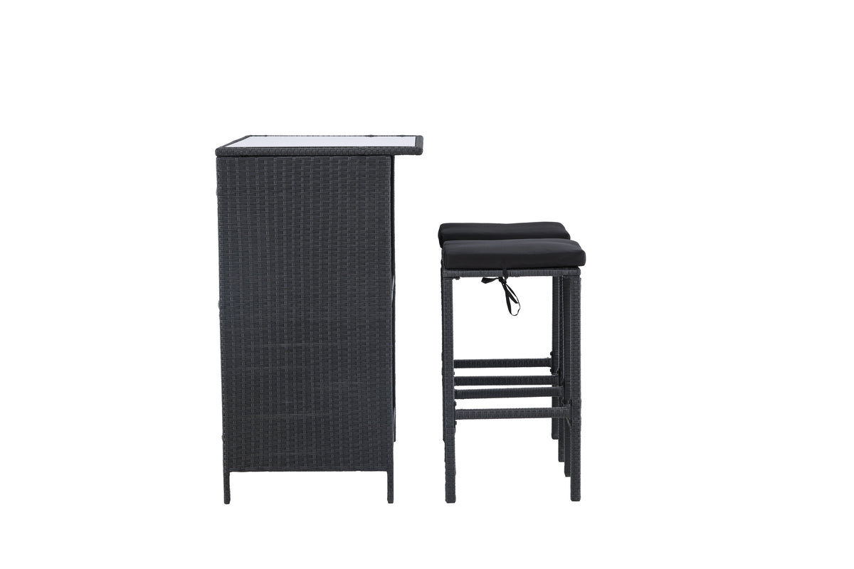 Garten Loungeset Talio – 3-teiliges Set aus synth. Rattan in Schwarz