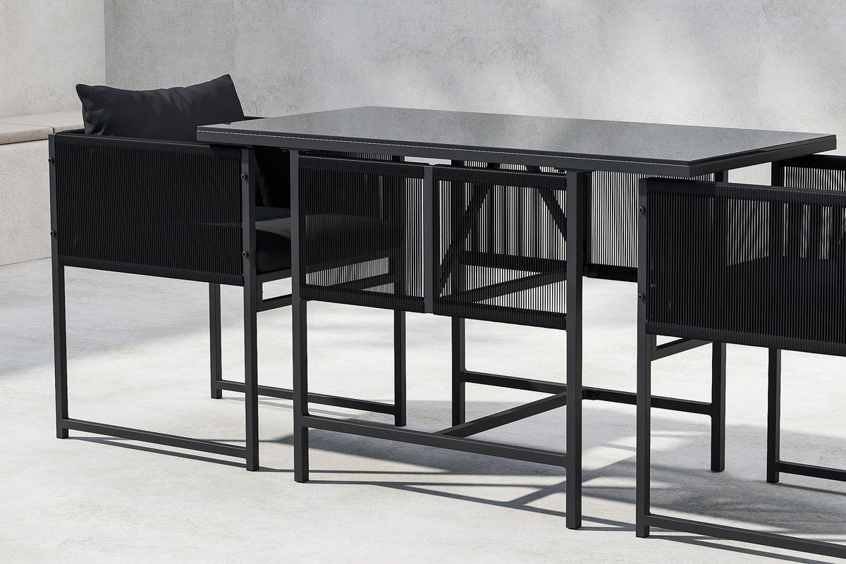 Garten Loungeset Velenzo – 3-teiliges Set mit 2 Stühlen in Schwarz