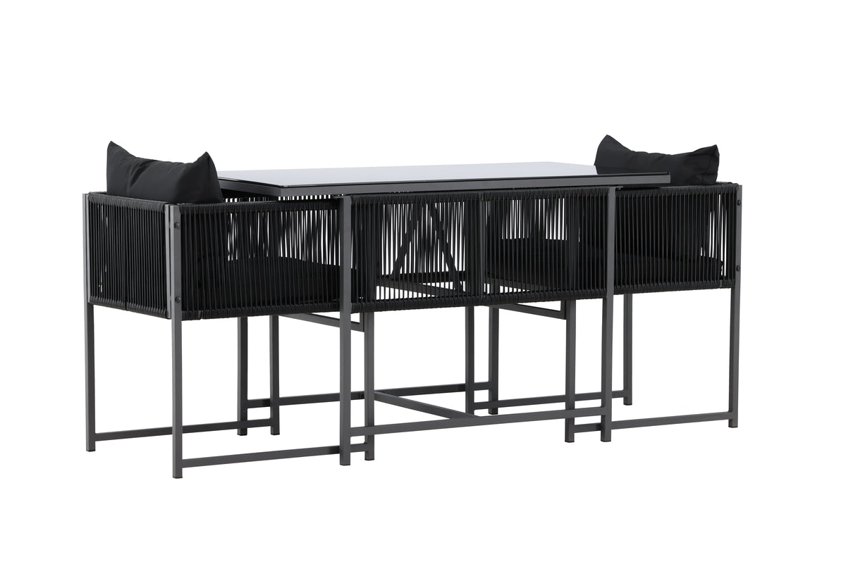 Garten Loungeset Velenzo – 3-teiliges Set mit 2 Stühlen in Schwarz