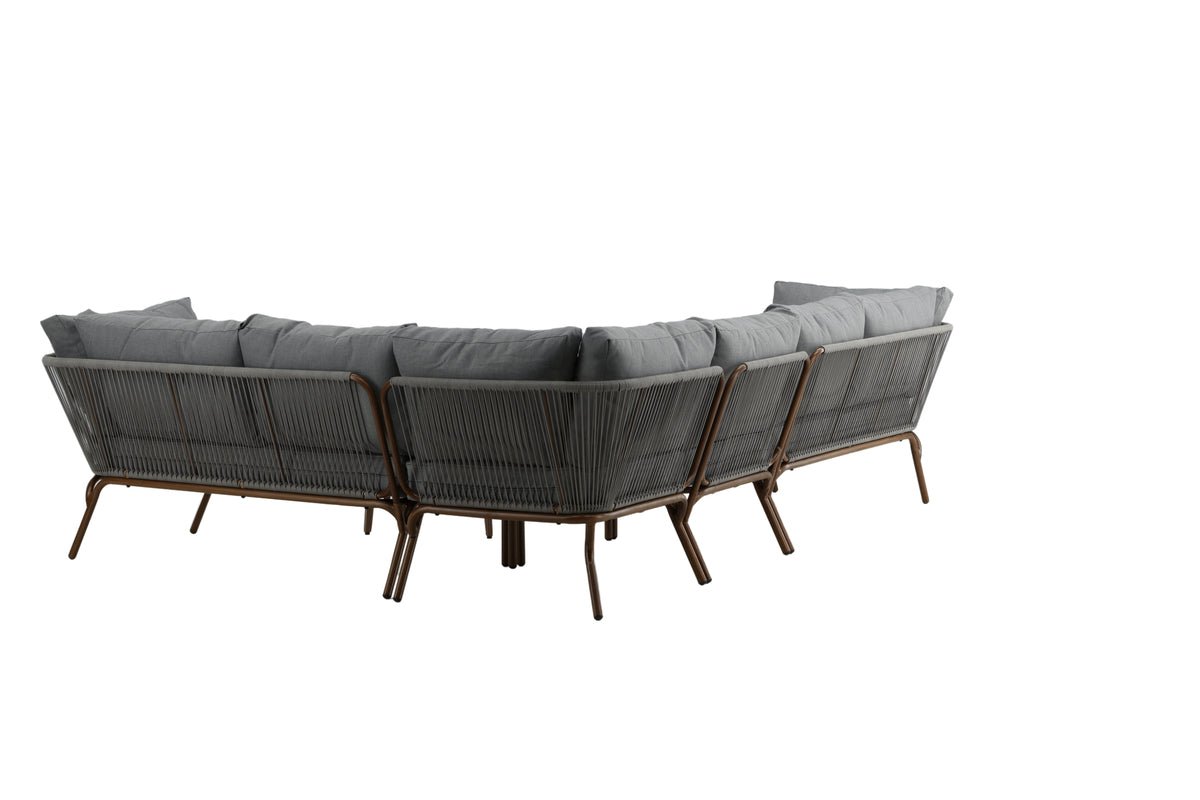 Garten Loungeset Xenia - aus braunem Stahl mit grauen Kissen