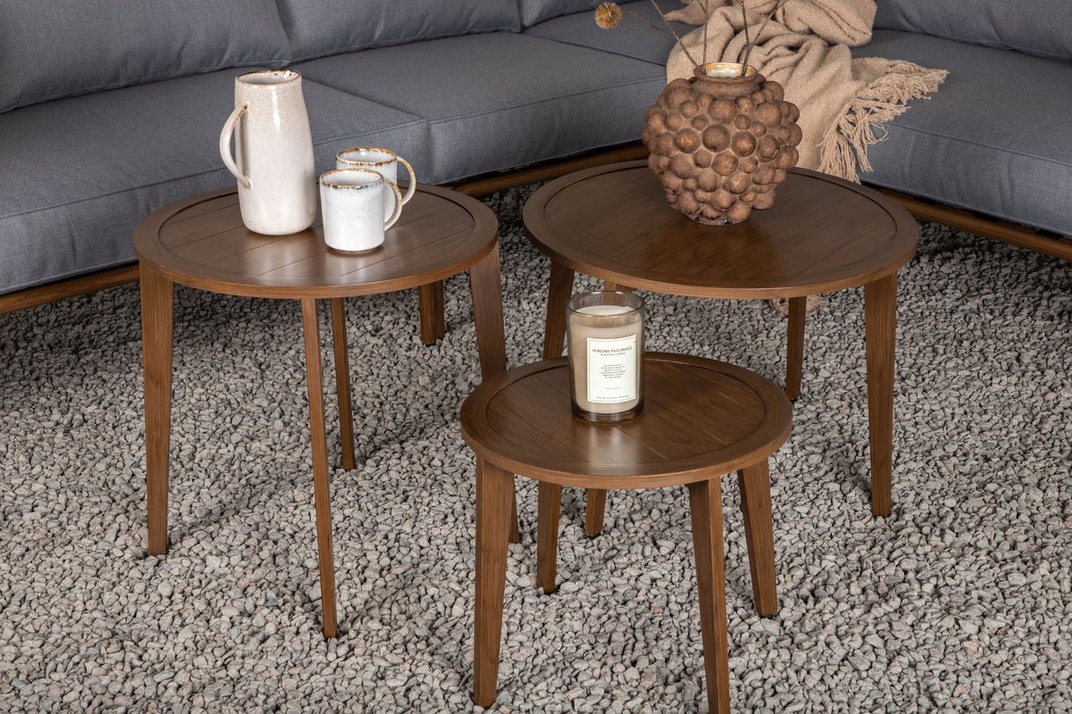 Garten Loungeset Xenia - aus braunem Stahl mit grauen Kissen