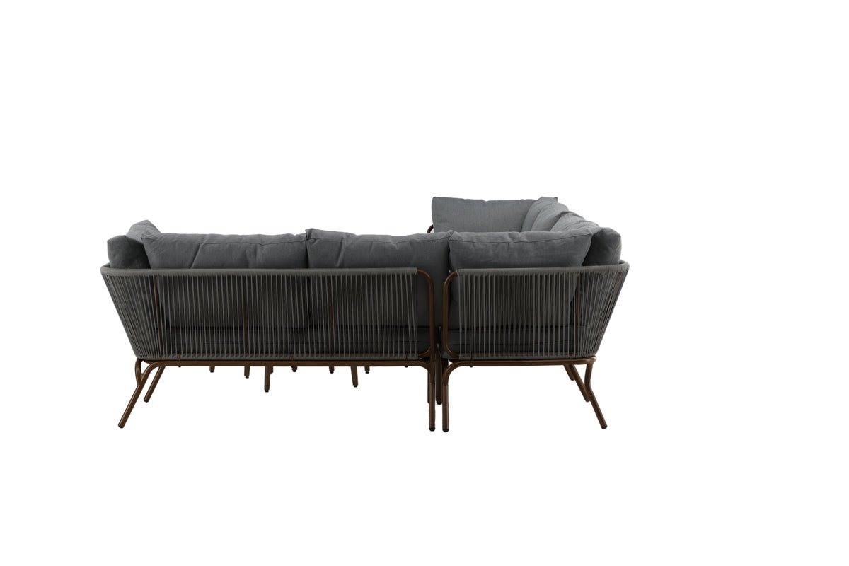 Garten Loungeset Xenia - aus braunem Stahl mit grauen Kissen