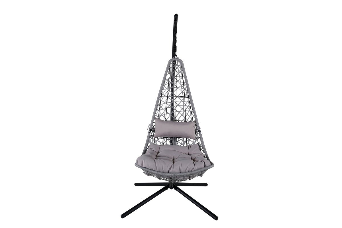 Hängesessel Brittany - aus Rattan/Metall in Schwarz, Grau