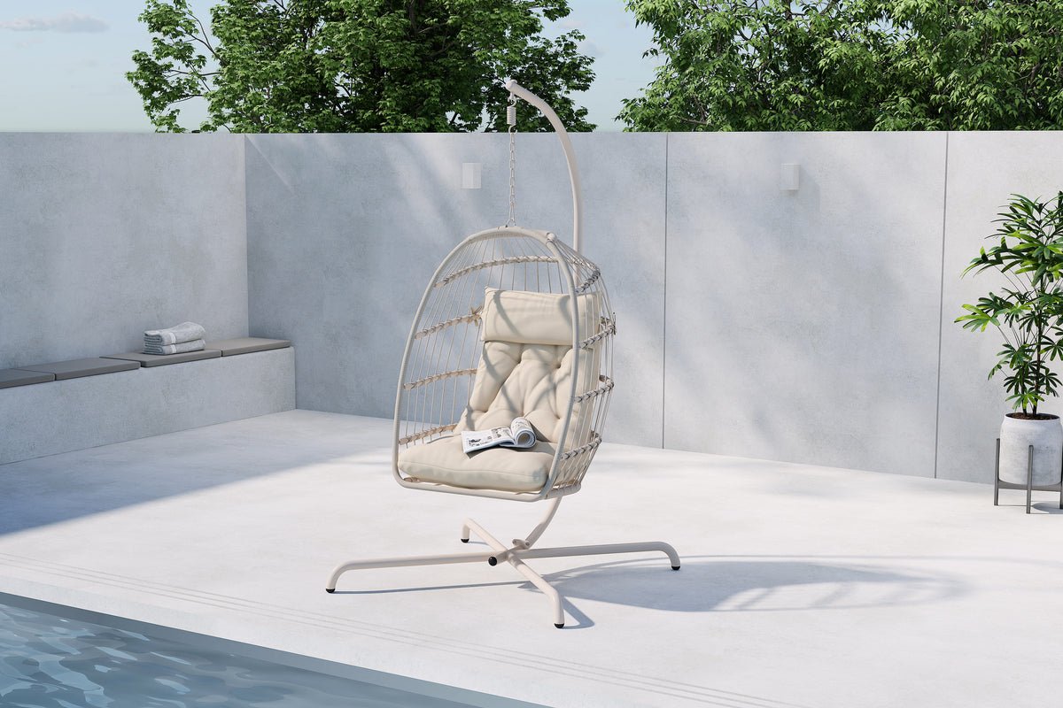 Hängesessel Kalimo – Stahlgestell mit Polsterkissen in 2 Farben